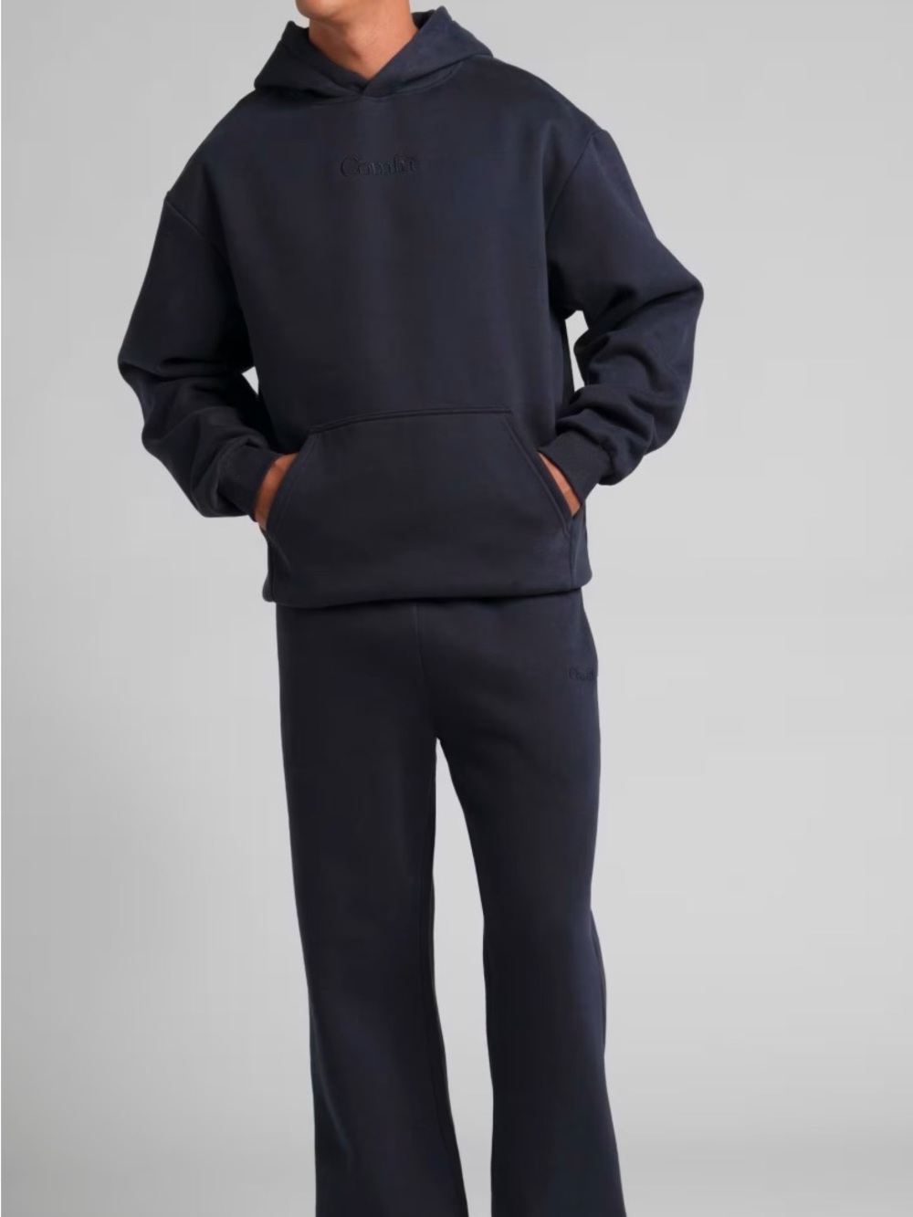 NEW Comfrt Signature Hoodie + Straight Leg Sweatpants Bundle Large Navy Blue